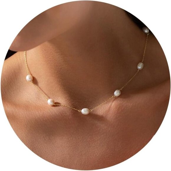🆕 Women Gold Pearl Choker Necklace Trendy Chain Layered Birthday Jewelry Gifts - Picture 1 of 7